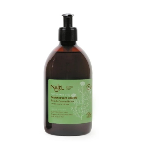 NAJEL Mydło Aleppo w płynie 5% oleju laurowego bursztyn oud 500 ml
