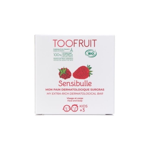TOOFRUIT Kostka dermatologiczna TRUSKAWKA I MALINA 85 g