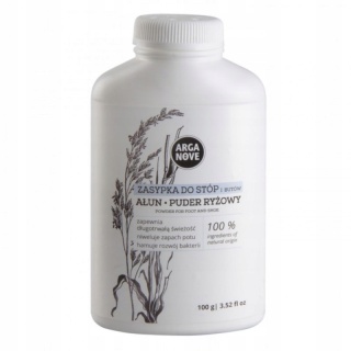 ARGANOVE Puder ryżowy do stóp i butów z ałunem niwelujący zapach potu 100 g