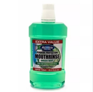 BEAUTY FORMULAS Płyn do jamy ustnej GREEN MINT z fluorem bez alkoholu 750ml