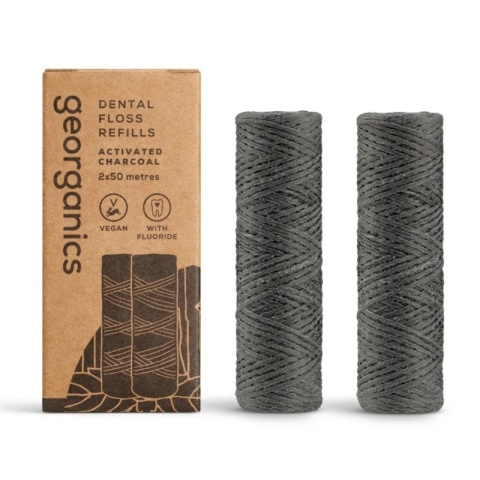 GEORGANICS Nić dentystyczna z węglem aktywnym i fluorem 2x50 m UZUPEŁNIENIE