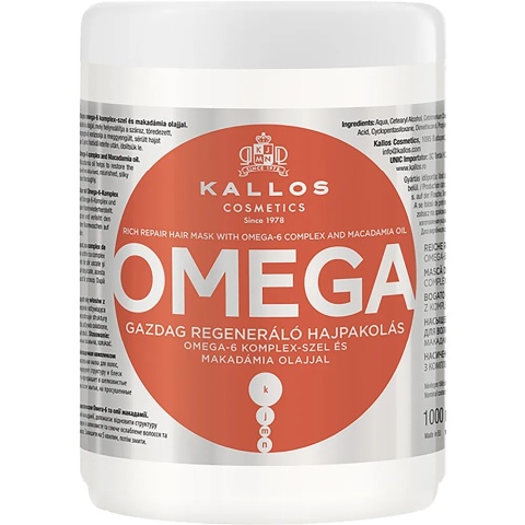 KALLOS maska do włosów zniszczonych OMEGA REPAIR 1000 ml