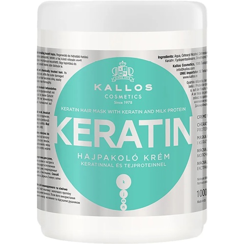 KALLOS regenerująca maska do włosów z keratyną KERATIN 1000 ml