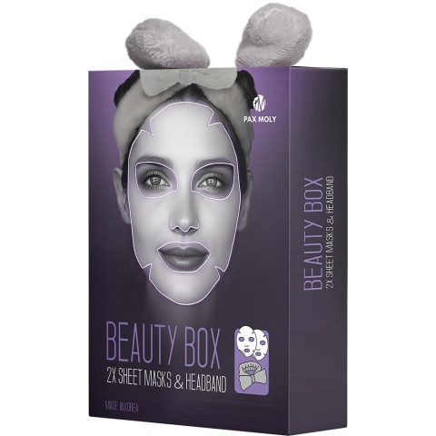 PAX MOLY Luxury Box zestaw 2 maseczek do twarzy i opaska na włosy 25 ml