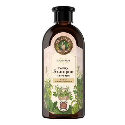 RECEPTURY ZIELARKI Szampon z korą dębu i pokrzywą do włosów z łupieżem350ml